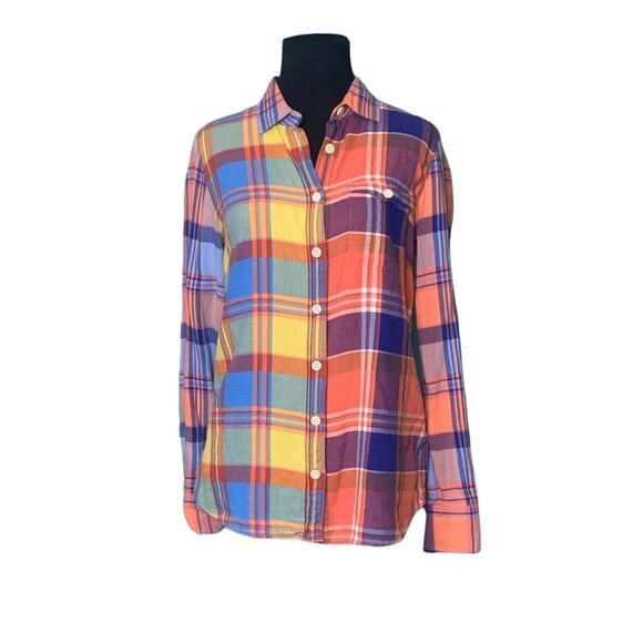 J. Crew colorful plaid long sleeves button shirt size 2 - Picture 7 of 7